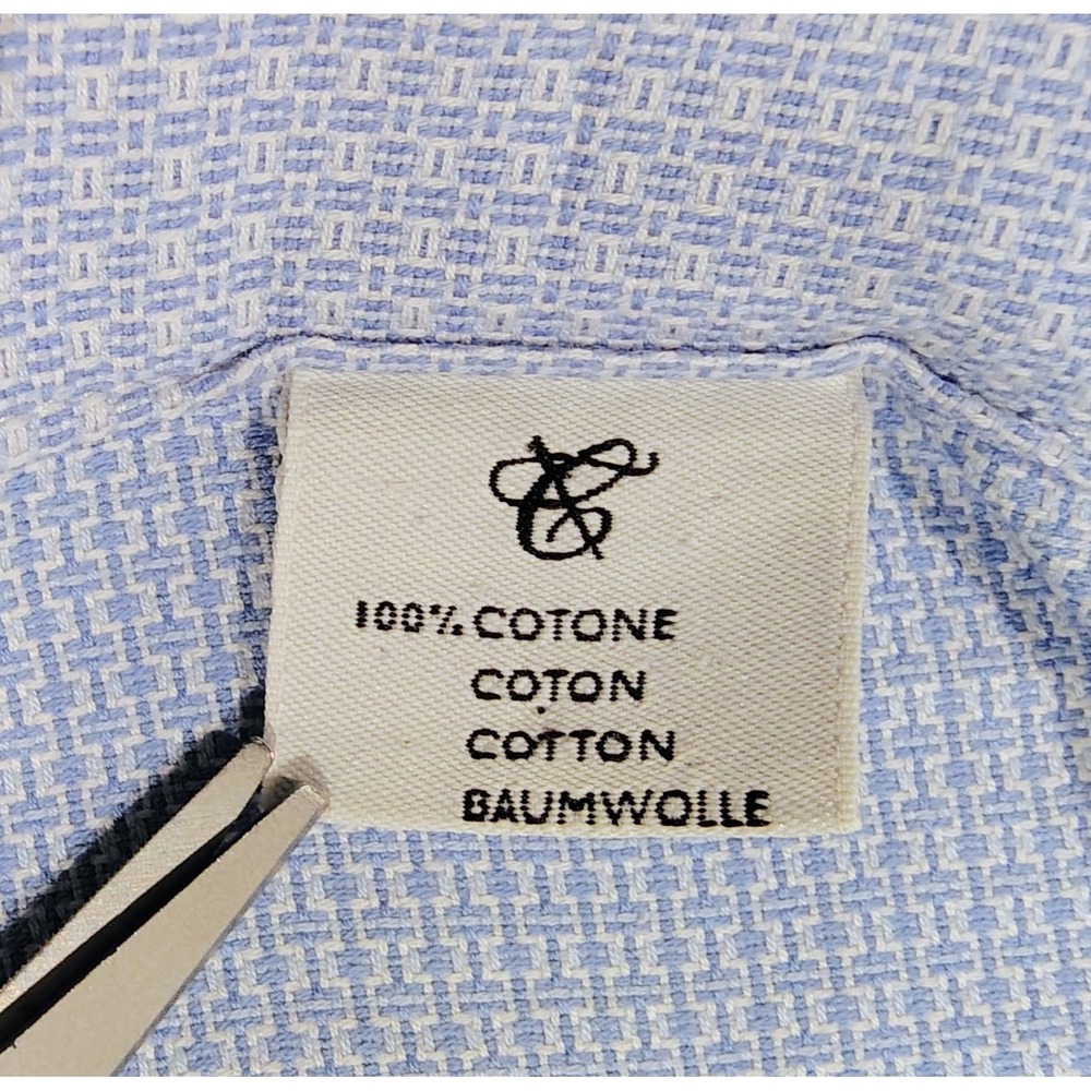 Canali 1934 Blue Dress Shirt Men's Size 15.5  Long Sleeve Cotton Geometric Print - Picture 6 of 12